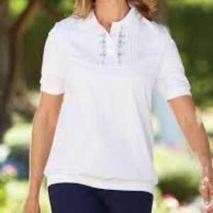 BLAIR #54643 Embroidered Banded Bottom Polo